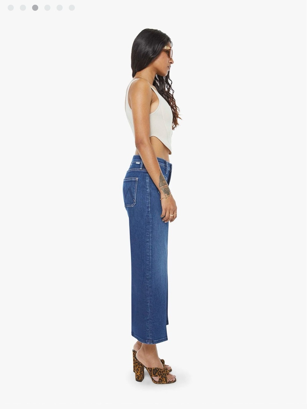 MOTHER Lil Patch Pocket Mid Rise Maven Ankle Wide Leg Jeans in Cocktail Hour 23 - Picture 2 of 12